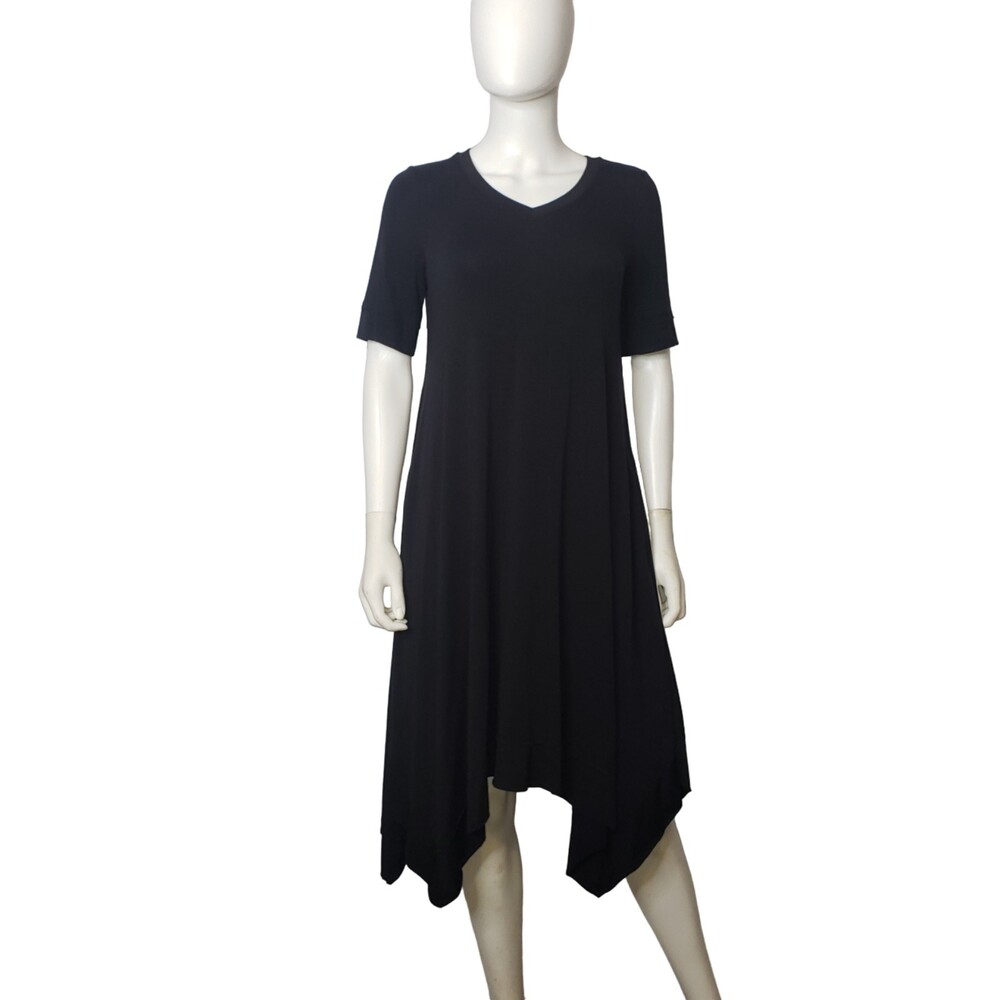 LOGO LOUNGE Long Black V Neck T Shirt Dress with Pockets Size XS